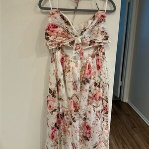 Zimmermann Pink and Cream Floral Backless Dress